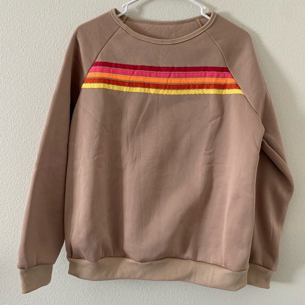 Brown Sweatshirt with Striped Design
